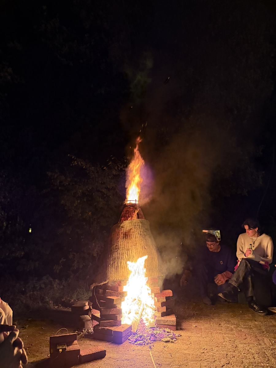 A bonfire at night during a Strijp-S event